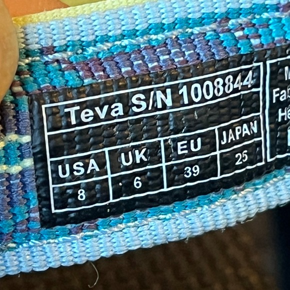 Teva Flatform Textured Ankle Strap Platform Sandal Blue Yellow Women 8 UK 6 EU39 - Picture 9 of 9